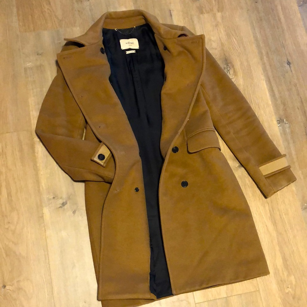 Vintage Aritzia Wilfred Wool Cashmere Coat with Deer Skin Lining Size Small